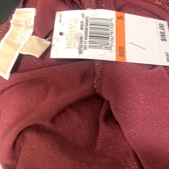 New MICHAEL Michael Kors Metallic Merlot Chain Cowl Back Blouse - Picture 7 of 9
